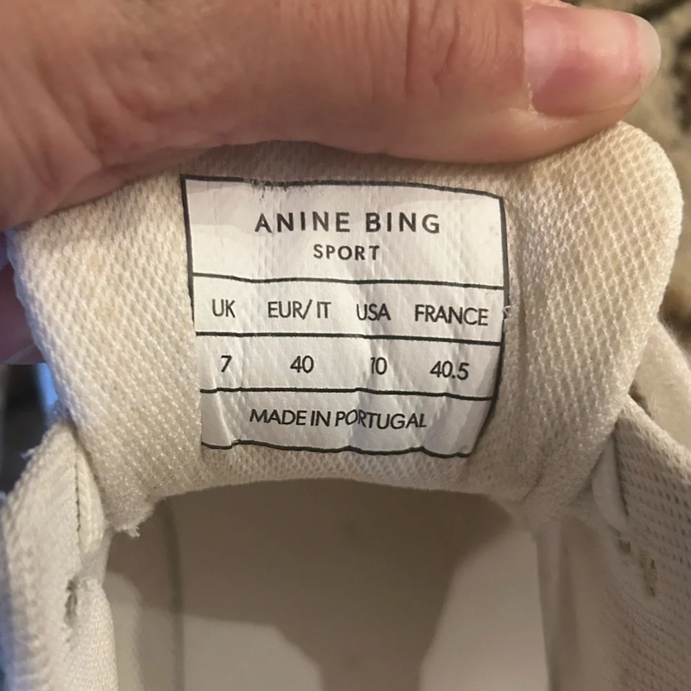 Anine Bing Cream White Mesh Leather Platform Sneakers